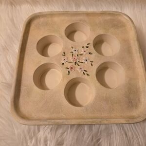 Vintage 90s PartyLite Six Tealight Candle Holder Ceramic Floral Antique Finish